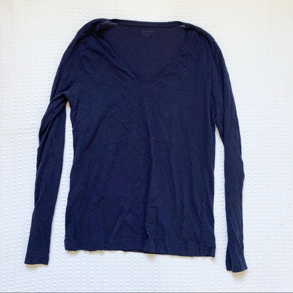 GapBody true indigo navy blue v neck long sleeve tee Large